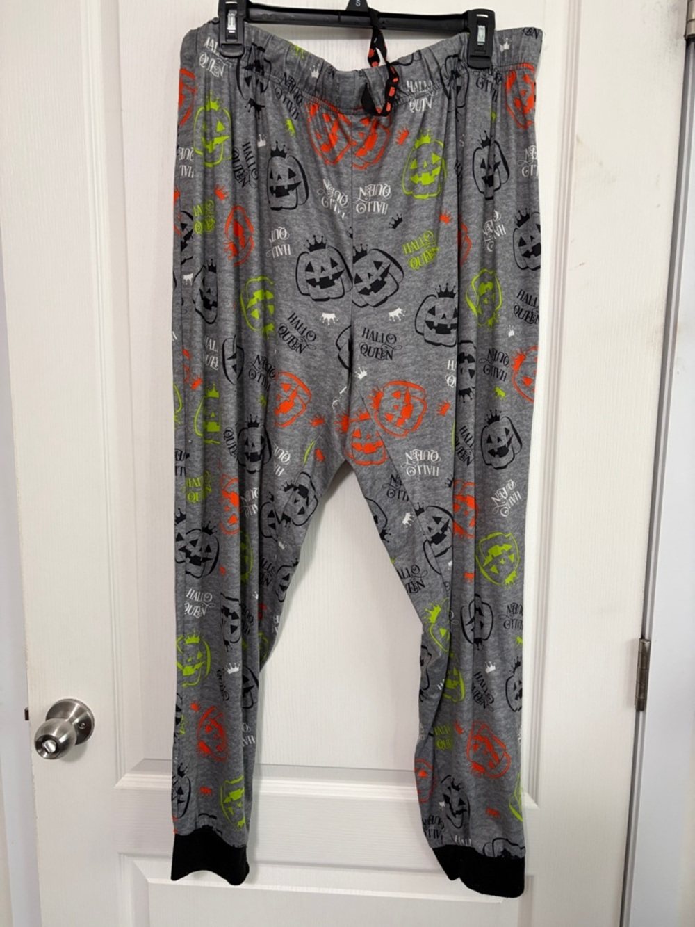 Women’s Gray Halloween Pumpkin Lounge Pants with Neon Accents